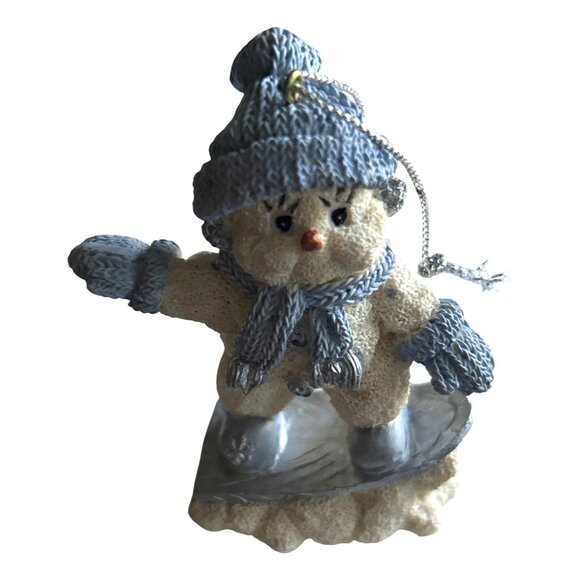 Vtg 1999 Encore Snow Buddies Snowboarding & Sledding Snowman Christmas Ornaments - Picture 2 of 5